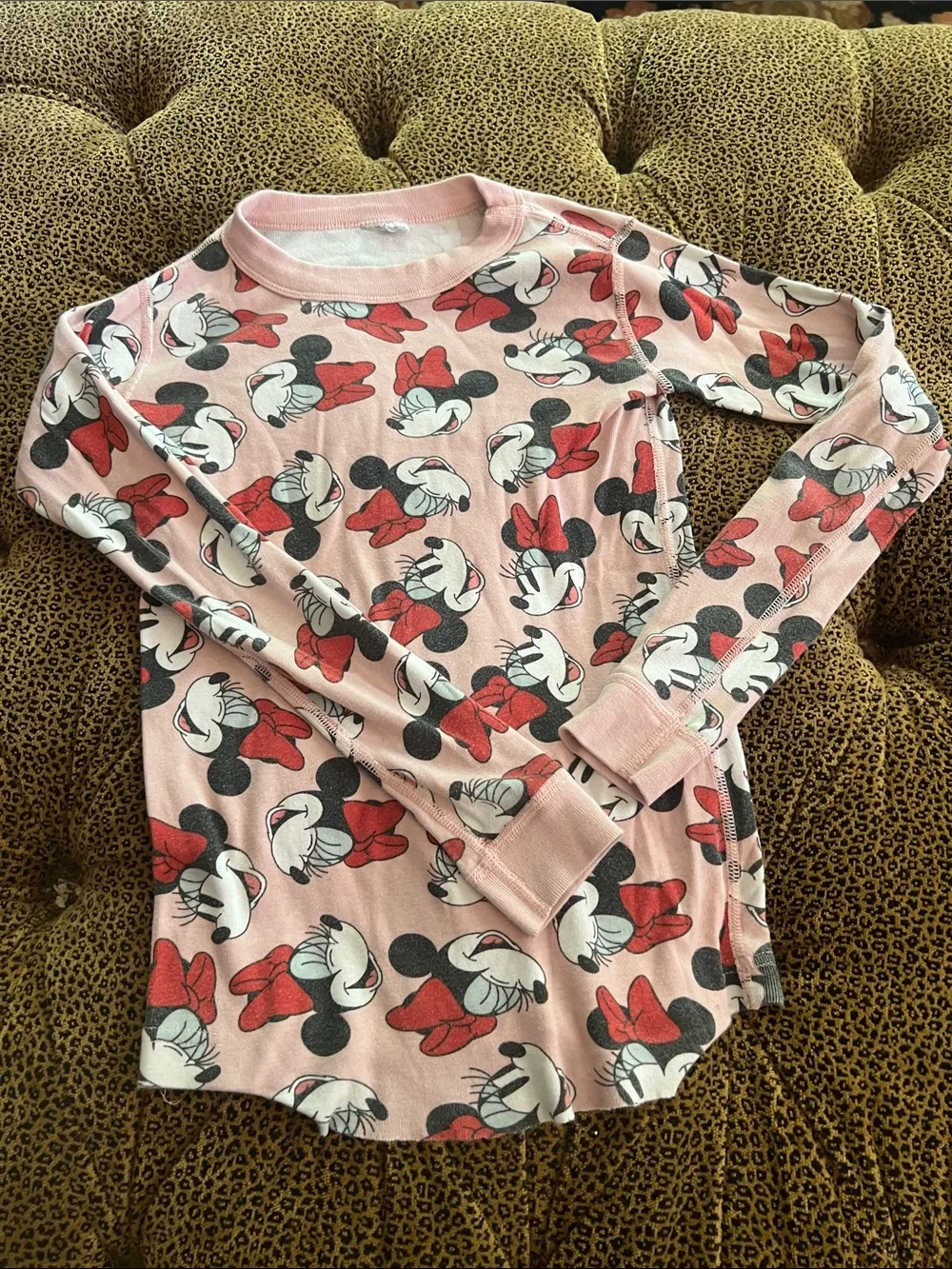 Hanna Andersson Pink Minnie Mouse Pajama Set with Red Bows size 10